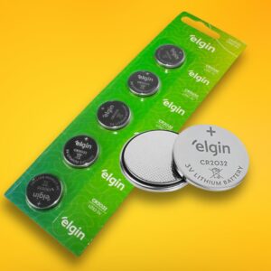 Bateria de Lítio CR2032 - Cartela com 5 unidades 3v Elgin - Moeda